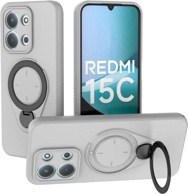 Xiaomi Magnetische Handyhülle mit 360 Grad drehbarem Ständer für Redmi 15C 4G 5G, Redmi 15 Note und Redmi 15 5G, Stoßfester Schutz mit kabellosem Laden, Farbe: Weiß - Bild 1