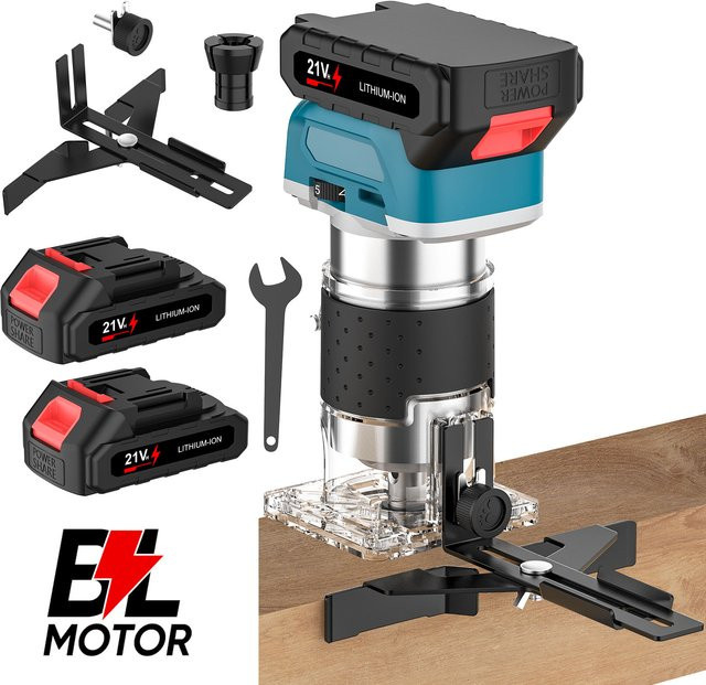 Carentry Bürstenloser Holzfräser für Makita 18 V, Elektrische Handmaschine zum Holzschneiden und Trimmen, Blau - Bild 1