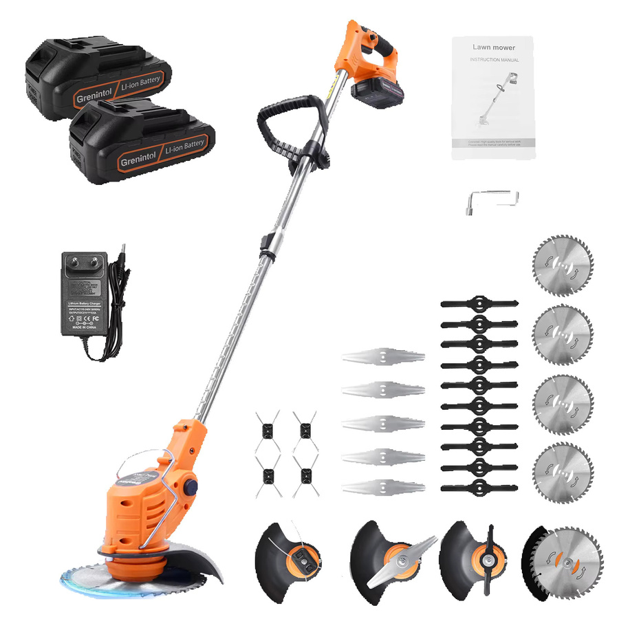 Grenintol 2-in-1 Akku-Trimmer und bürstenloser Rasenmäher mit 21V, 4,0Ah Akku und 4 Klingen in Orange - Bild 4