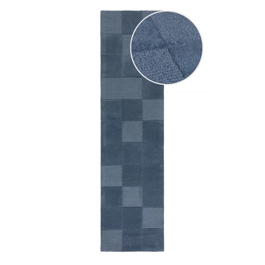Flair Rugs Wollteppich Checkerboard Blau B: 60 cm, L: 230 cm - Bild 2