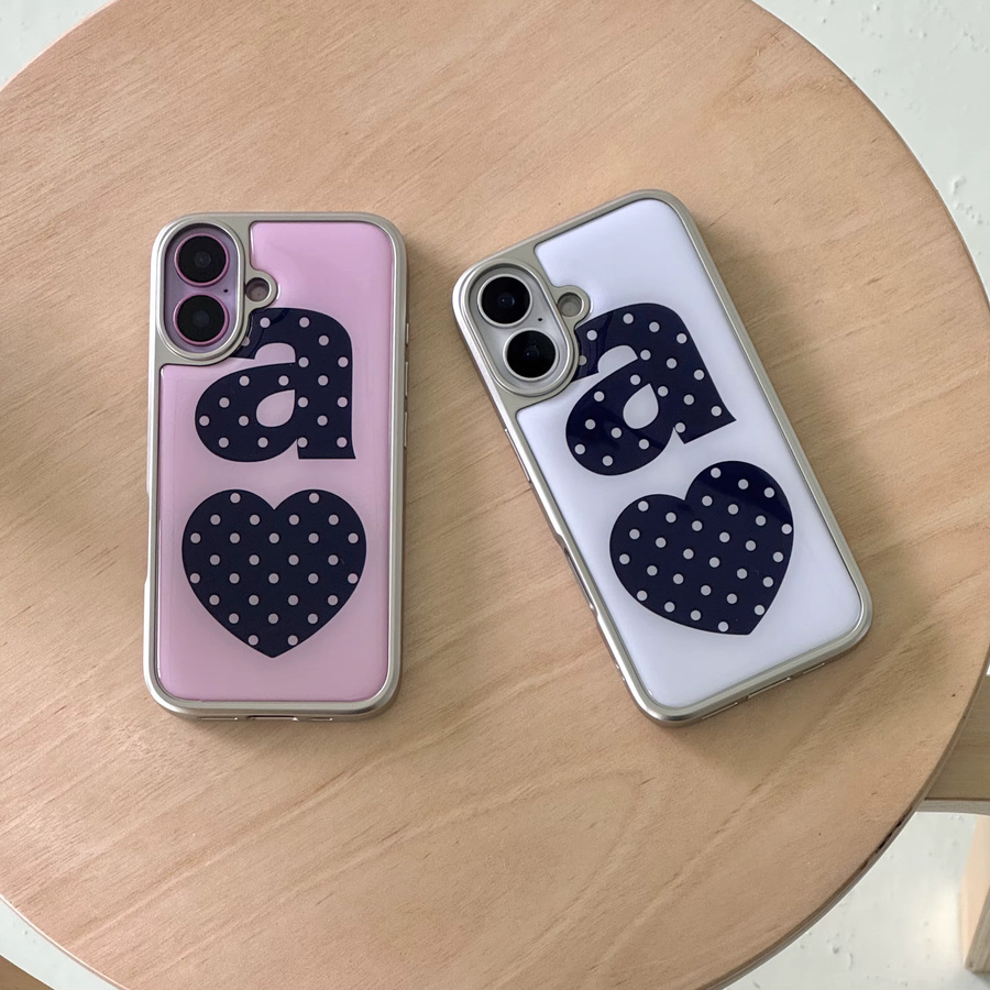 Clmj NAVY DOTTY LOVE Handyhülle für iPhone 11 bis iPhone 17 Pro Max in Pink mit transparenter Rückseite - Bild 3