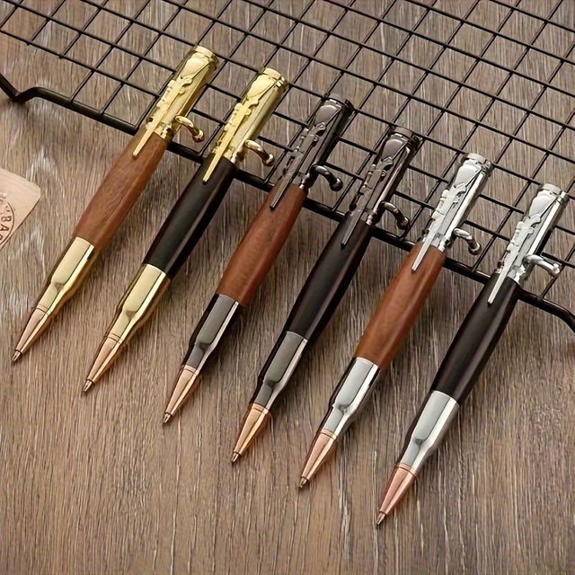 TWBEB Kugelschreiber mit Kugelspitze aus Metall und Holzmaserung in Schwarz und Braun - Bild 1