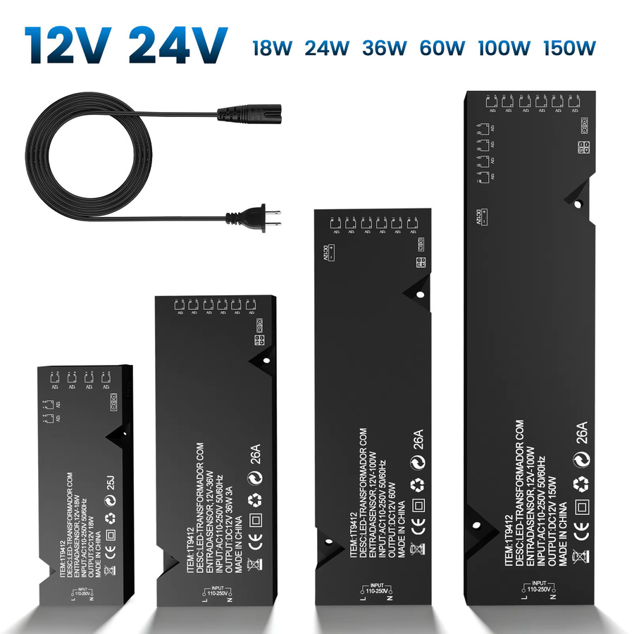 GAHADA LED-Beleuchtungstransformator mit Touch- und Bewegungssensor, dimmbarer LED-Treiber-Adapter für Schrank- und Möbelbeleuchtung, Schwarz - Bild 1