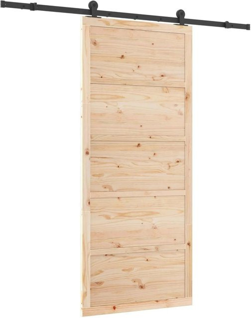 vidaXL Schiebetür aus massivem Kiefernholz in Braun, Breite: 100 cm, Höhe: 208 cm - Bild 1