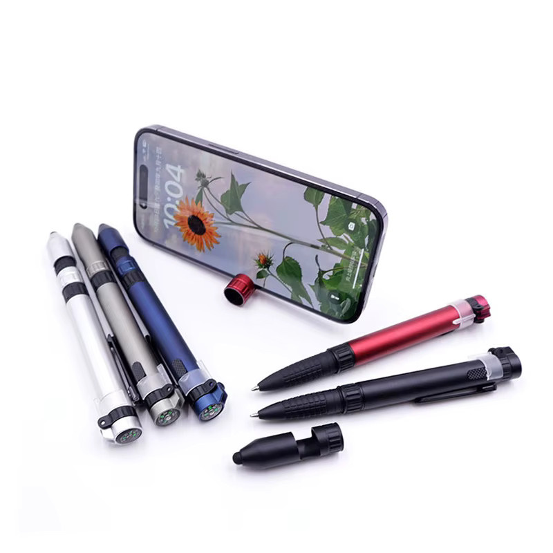 JOMPENS 5-in-1 Multifunktions-Kugelschreiber mit blauem Tintenfluss, LED-Licht, Taschenlampe, Kompass und Schraubendreher für Outdoor-Aktivitäten - Bild 3