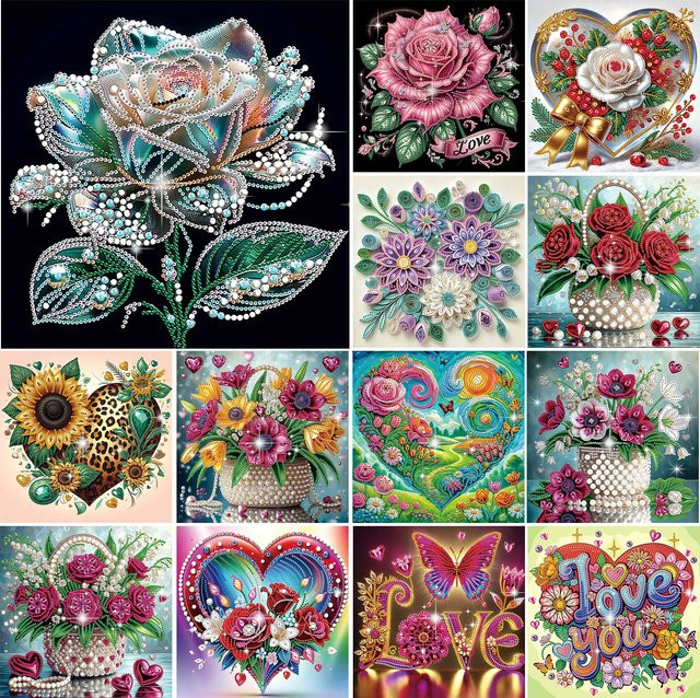 MOJOYCE Blumen-Spezialform 5D DIY Teilbohr-Diamantkunst-Set, adults - Bild 1