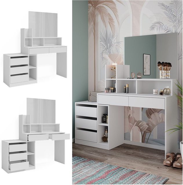 Vicco Schminktisch Anja Weiß mit Spiegel modern B: 139,8 cm, H: 115,0 cm - Bild 1