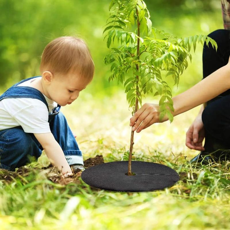Lanzhong home life 12 Stück Ökologische Baumschutz-Unkrautmatten als Runde Mulchringe und Pflanzenabdeckung für den Garten, Durchmesser: 15 cm, Höhe: 2 cm - Bild 10