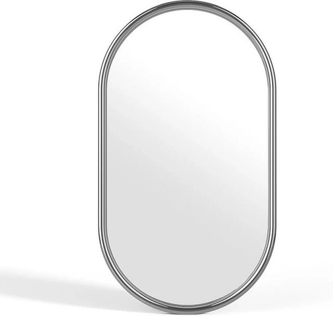 Vente-unique Wandspiegel Refleya oval in Silber, B: 40 cm, H: 70 cm, T: 1 cm