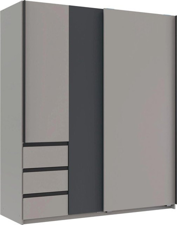 Mömax Schwebetürenschrank Adria in Grau und Graphit mit integrierten Schubladen, B/T/H: 168 x 63 x 198 cm