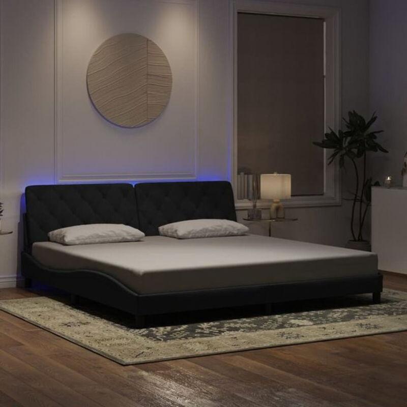 Modernes Polsterbett Vidaxl aus Samt und Metall mit LED in Schwarz B/T: 200 x 200 cm - Bild 1