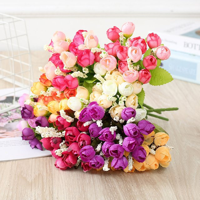 Wusmart Künstliche Rosenblumen aus Seide in Pink und Multicolour für Hochzeitsdekoration und DIY-Projekte - Bild 1