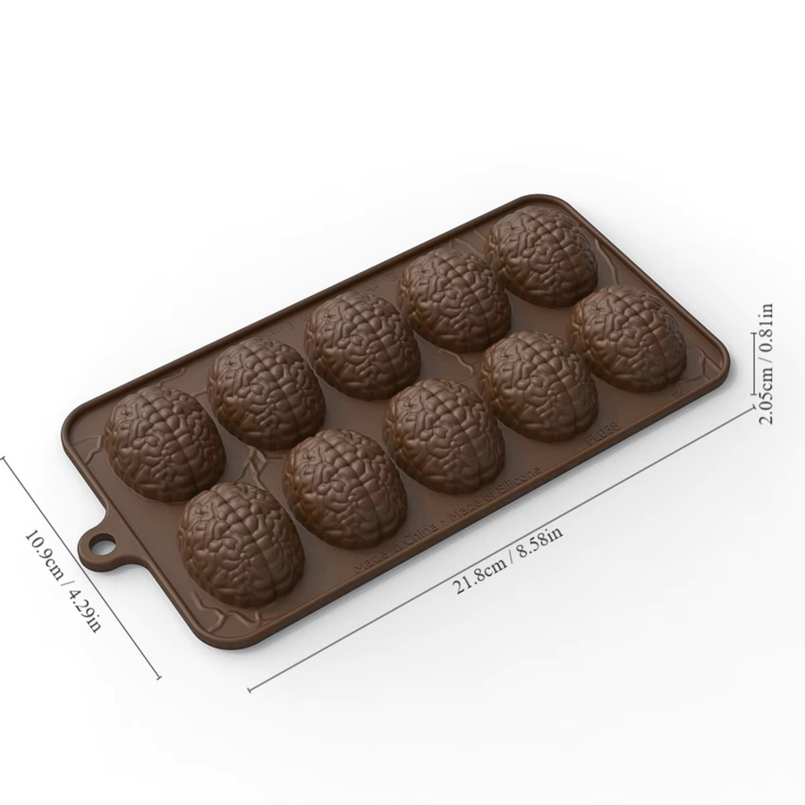 FAIS DU Silikon Schokoladenform in Gehirnform mit 10 Mulden, schwarze Backform für kreative DIY-Kuchen und Halloween-Dekorationen - Bild 5