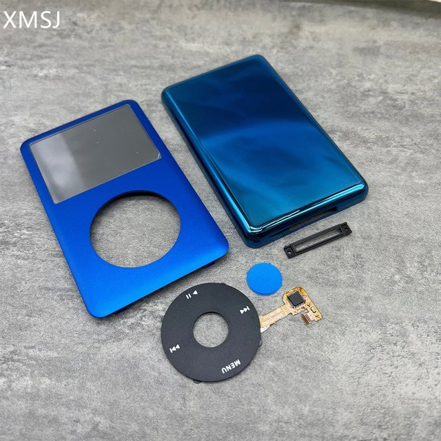 Apple iPod Classic Frontblende und Rückgehäuse Set in Blau und Schwarz mit Click Wheel und blauen Tasten für 80 GB, 120 GB und 160 GB Modelle - Bild 1