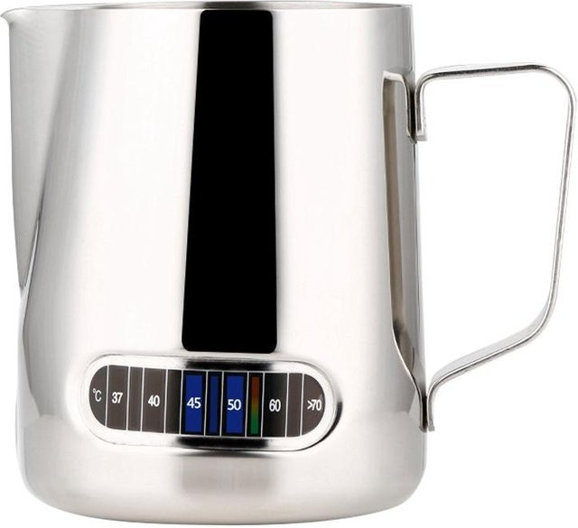 TOMTOP JMS Edelstahl-Milchaufschäumkrug mit Thermometer, Silber, 600 ml - Bild 1