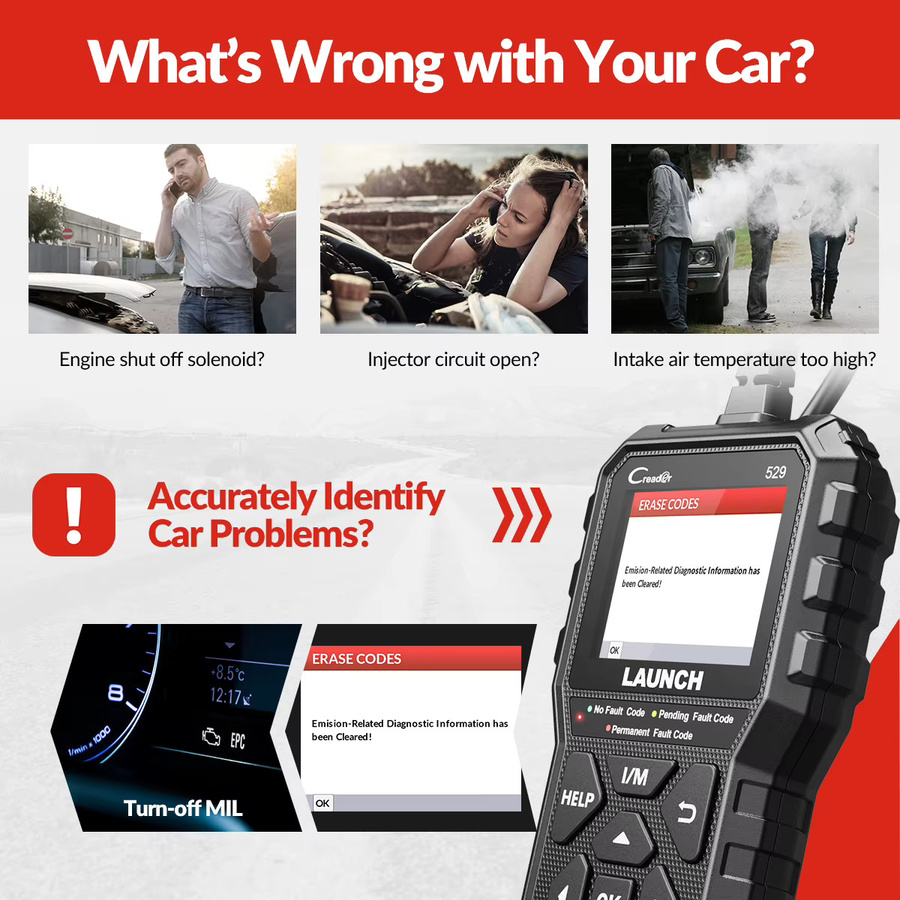 LAUNCH Creader CR529 OBD2 Scanner Diagnosegerät in Schwarz zum Lesen und Löschen von Fehlercodes - Bild 3