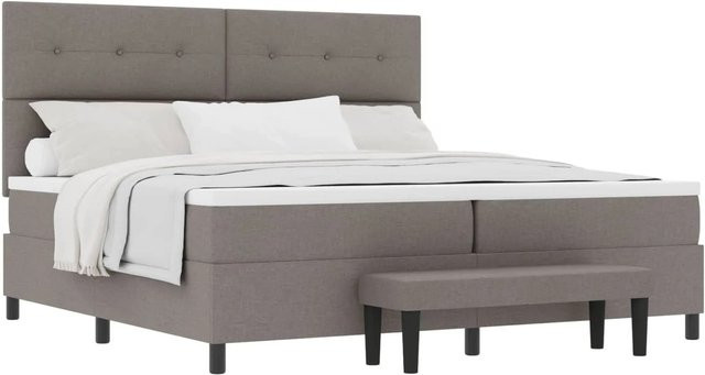 vidaXL Boxspringbett mit Matratze in Taupe, Hybrid-Modell aus Stoff, B/T: 200 x 200 cm - Bild 1