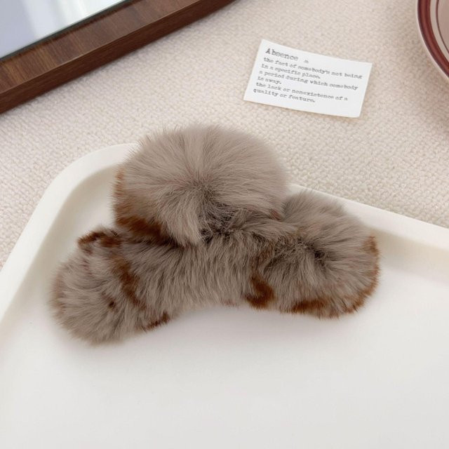 Haarklammer Plüsch, Otter-Kaninchen, kaffeebraun, Damen - Bild 1