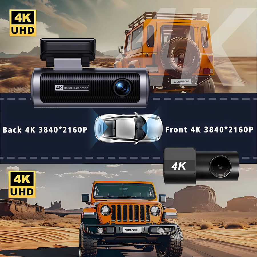 USEEBEE 4K Dual-Objektiv Dashcam mit 5G WiFi und GPS, Black Box Videoaufzeichnung mit Nachtsicht, Schwarz - Bild 2
