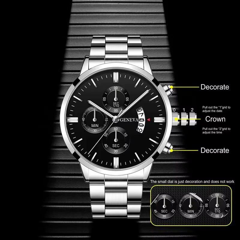 DEYROS Armbanduhr Edelstahl, Quarz, Schwarz, Herren - Bild 2
