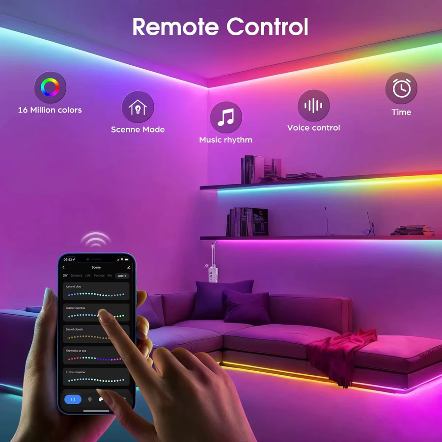 CHNAITEKE RGBIC COB LED-Lichtleiste DC12V, Multicolour, Tuya WIFI APP-Steuerung für Alexa und Google Assistant, adressierbare WS2811 Dekoration für Spielzimmer und Kinderzimmer - Bild 3