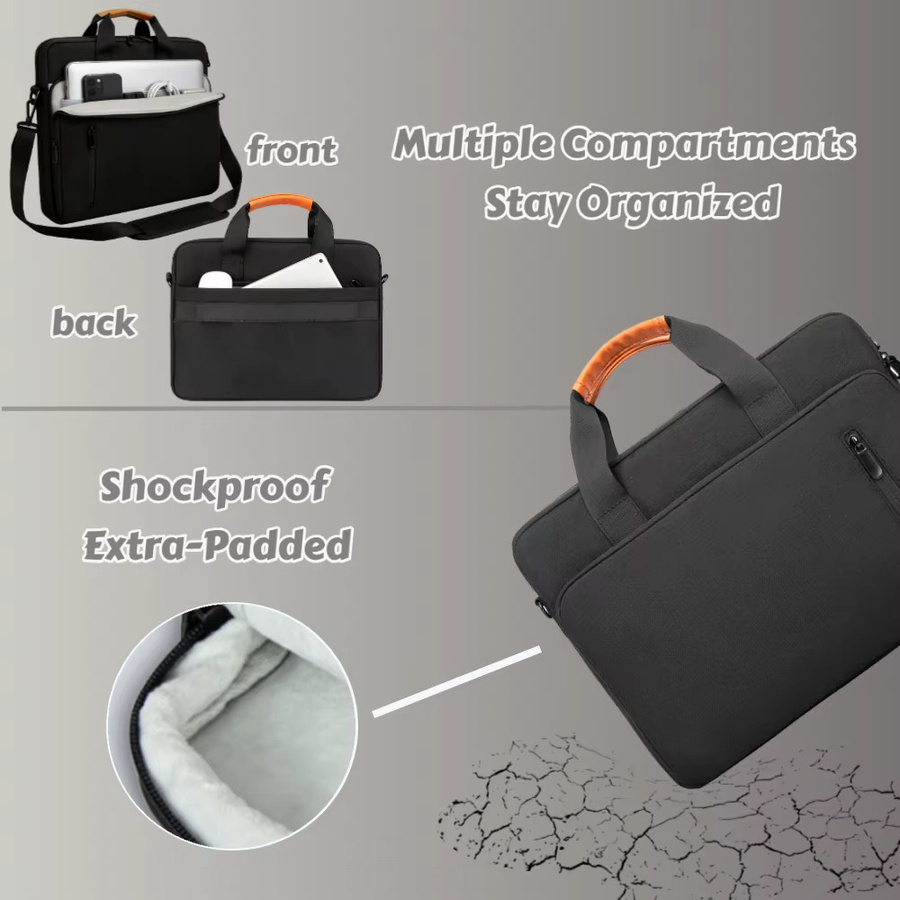 ValueWin Laptop-Umhängetasche für 14 bis 16 Zoll, Schultertasche und Computerhülle für MacBook Air Pro, Farbe: Schwarz - Bild 5