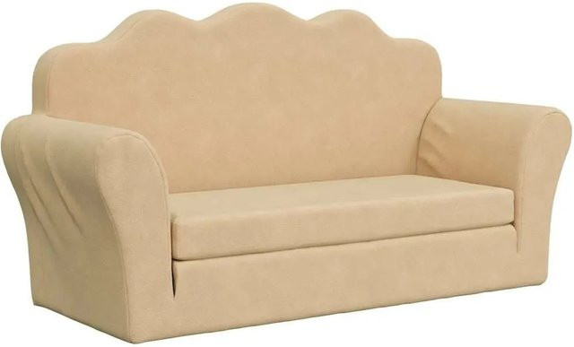 vidaXL Kinder-Schlafsofa 2-Sitzer in Beige aus weichem Plüsch B/T/H: 94 x 48 x 34 cm - Bild 1