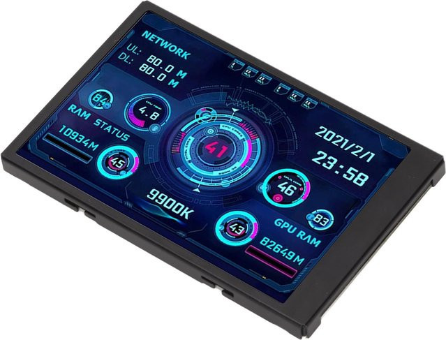 mfySpace 3,5 Zoll IPS USB Mini-Bildschirm in Schwarz zur CPU RAM HDD Temperaturanzeige mit 360 Grad Drehung und USB-C Anschluss für deinen Computer - Bild 1