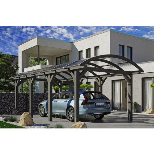 SKANHOLZ Carport Franken, farbbehandelt, grau, B/T: 376 x 755 cm, Firsthöhe: 293 cm - Bild 1