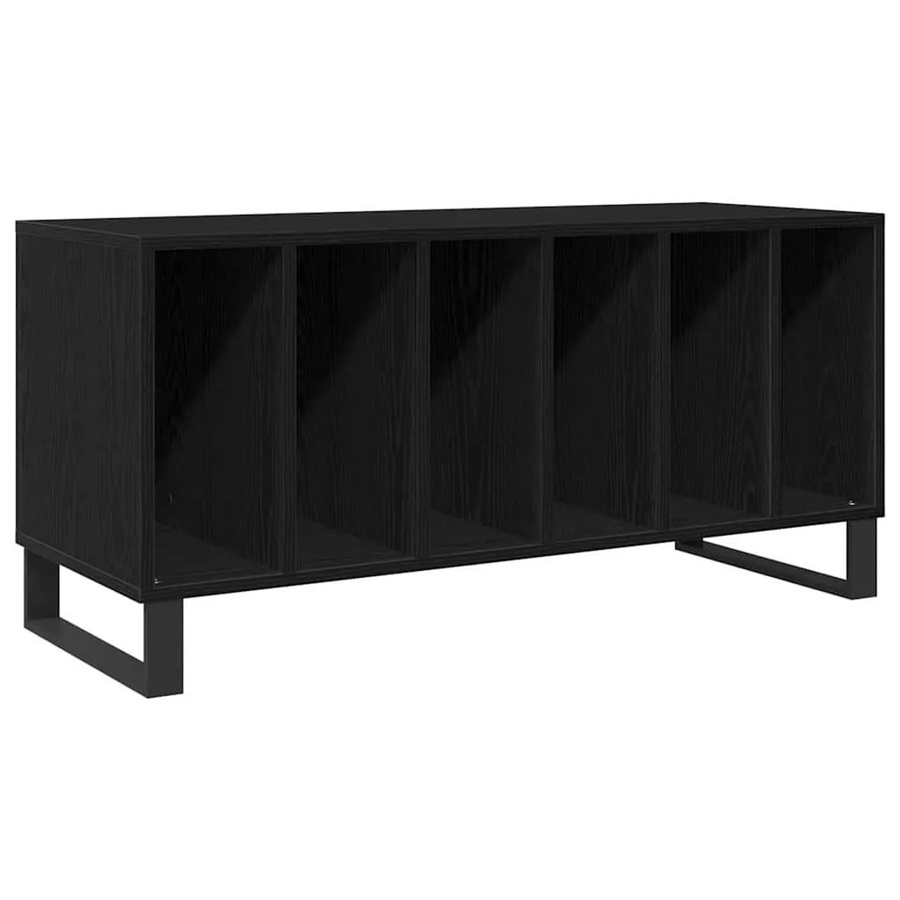 vidaXL Schallplattenschrank in Schwarz und Eichen-Optik im Mid-Century-Modern Stil, B/T/H: 100 x 38 x 48 cm - Bild 2