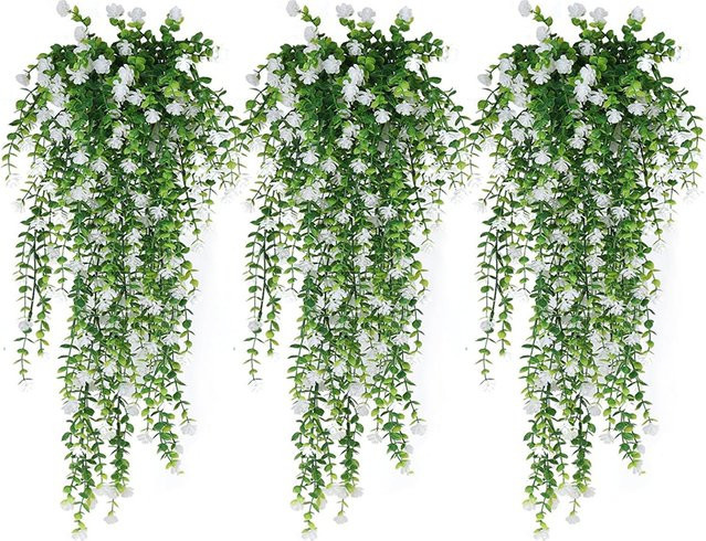 MENGHAO Künstliche Eukalyptusblätter Rebe in Grün und Rose Red, 76,2 cm hängende Pflanze für Garten, Hochzeit und Zimmerdekoration - Bild 1
