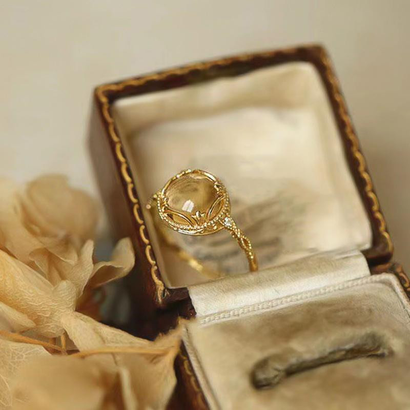 Huitan Ring, Gelb, Imitationsopal, Zirkonia, Kupfer, Damen - Bild 2