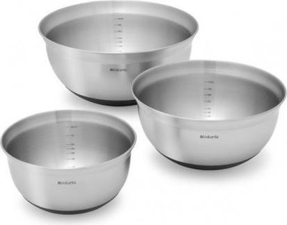Brabantia Rührschüssel Set aus Edelstahl in Schwarz und Silber, 3er Set mit Volumina von 1 l, 1,6 l und 3 l - Bild 1