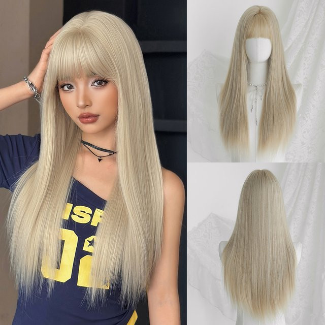 7JHH WIGS Perücke, blond, lang, gerade, geschichtet, Damen - Bild 1