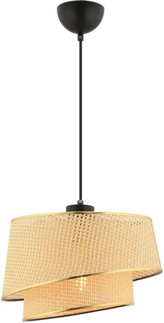 Opviq Pendelleuchte Barette in Gold und Beige aus Metall und Stoff mit E27 Fassung, B/T/H: 32 x 32 x 65 cm - Bild 1