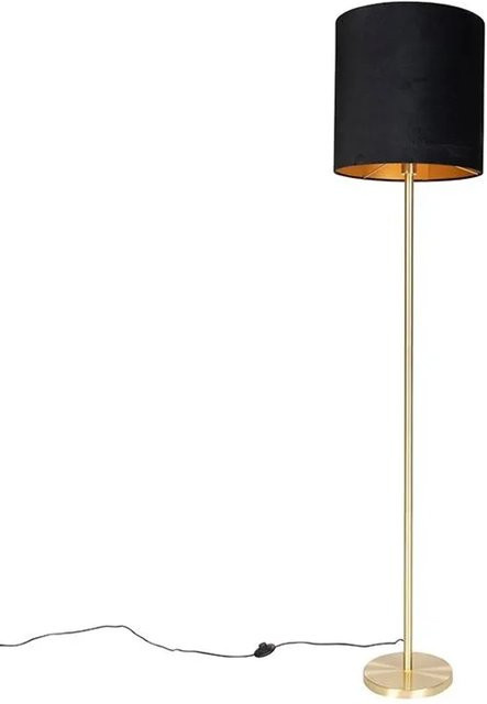 QAZQA Klassische Stehlampe Simplo in Messing mit schwarzem Stoffschirm, dimmbar, Höhe: 184 cm, Durchmesser Schirm: 40 cm - Bild 1