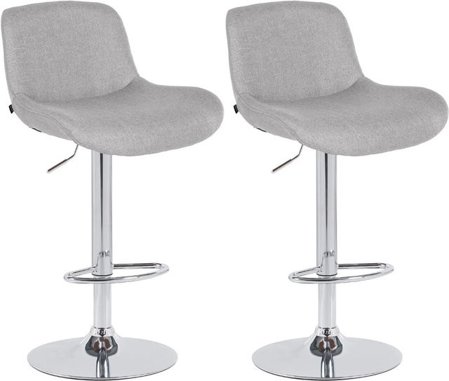 DELUKE 2er Set Barhocker PONOR in Hellgrau mit Samtbezug, höhenverstellbar, drehbar und mit Lehne, B/T/H: 50 x 50 x 85 cm - Bild 1