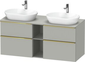 Duravit Waschtischunterschrank D-Neo in Grau Hochglanz mit Türen und Schubladen, Wandmontage, B/T/H: 140 x 55 x 66,4 cm - Bild 1