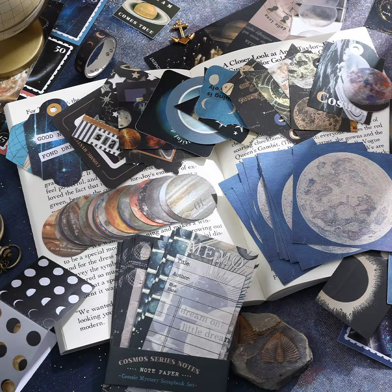 154 Stück Sternenhimmel Schreibwarenset aus Papier in Blau als Geschenkboxen und Scrapbooking-Zubehör für Kinder und Schüler - Bild 4