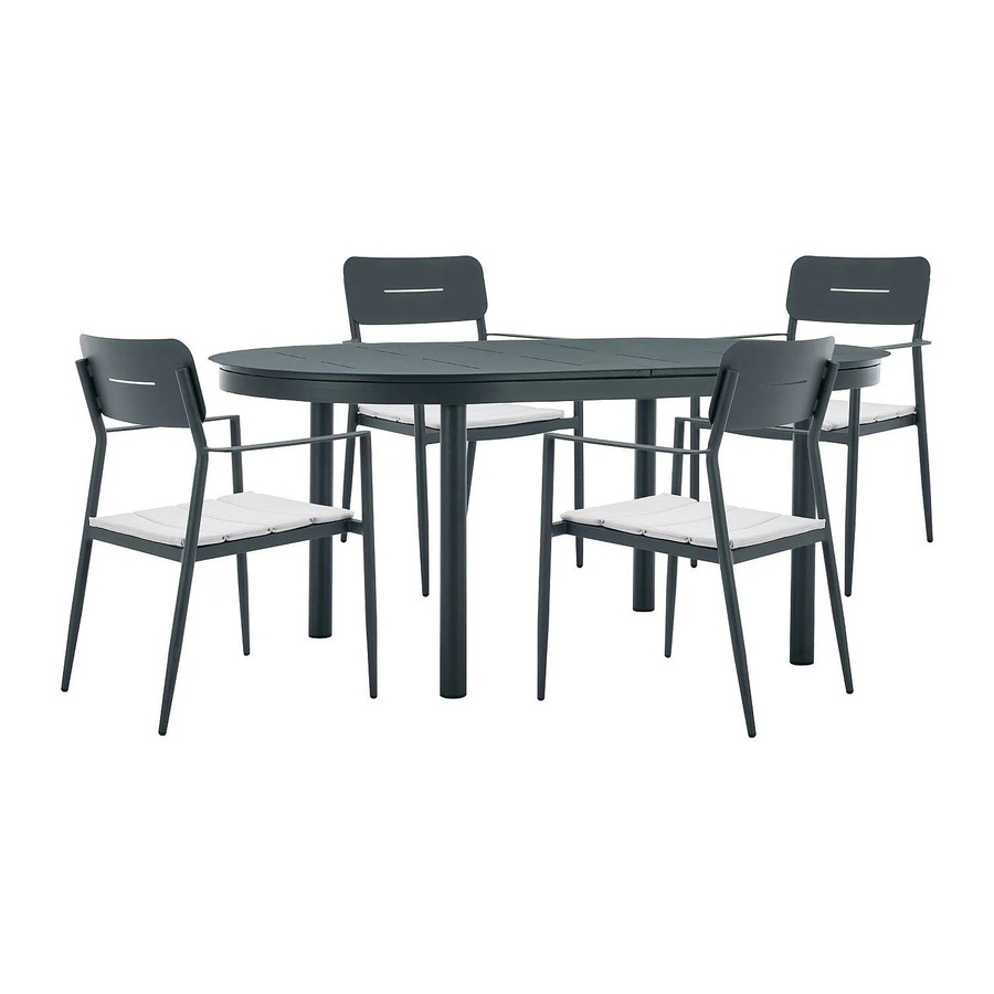 Gartenessgruppe Lottys von Vente-unique in Anthrazitgrau, Set aus modernem Aluminium mit ovalem Tisch und Stühlen, B/T/H: 220 x 170 x 56 cm - Bild 2