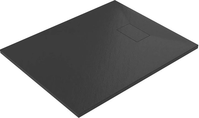 Aquabatos Duschwanne SMC in Schieferoptik Schwarz, Rechteckige Brausewanne, Rutschfest, B/T: 100 x 80 cm - Bild 1