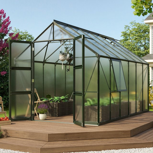 Vitavia Gewächshaus Olymp 9900 in Smaragdgrün mit Polycarbonat-Platten und Fundamentrahmen - Bild 1