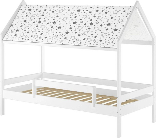 Erst-Holz Himmelbett Modell 58 aus Kiefer mit Dach und Fallschutz, Weiß, B/T/H: 90 x 200 x 170 cm