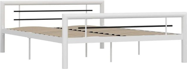 vidaXL Bettgestell aus Metall in Weiß und Schwarz B/T/H: 140 x 200 cm - Bild 1