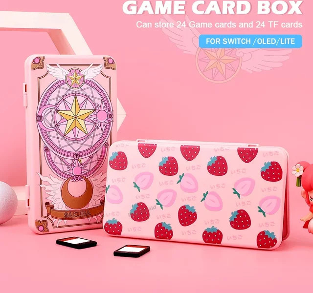 HeroAngel 24-in-1 Spielkartenhülle in Pink, Hartschalen-Schutzhülle und Aufbewahrungsbox für Nintendo Switch, Lite und OLED - Bild 1