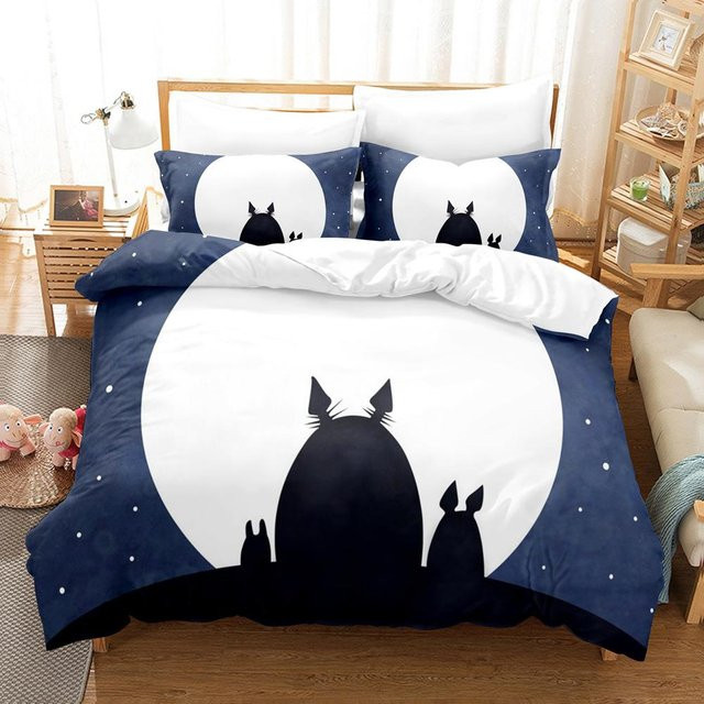 Ka Chen Muxi Studio Ghibli Bettwäsche-Set Spirited Away Totoro mit Bettbezug und Kissenbezug, Blau, B/H: 135 x 200 cm - Bild 1