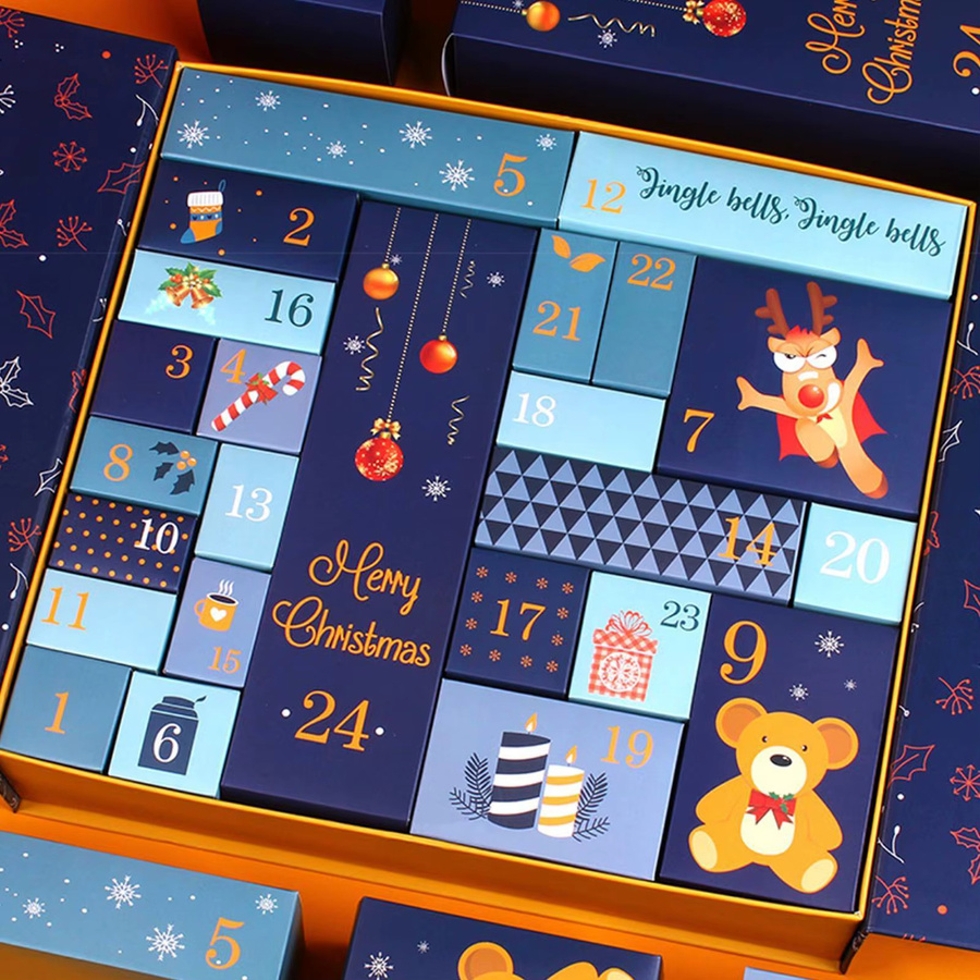 EVE Weihnachtskalender-Verpackungsboxen mit 24 Gittern in Blau und Multicolour aus Papier - Bild 4