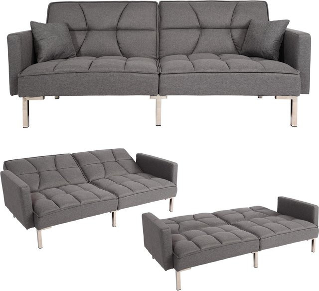 Schlafsofa MCW K65 Click-Clack in Grau mit Stoffbezug, Liegefläche: Breite: 170 cm, Tiefe: 104 cm - Bild 1
