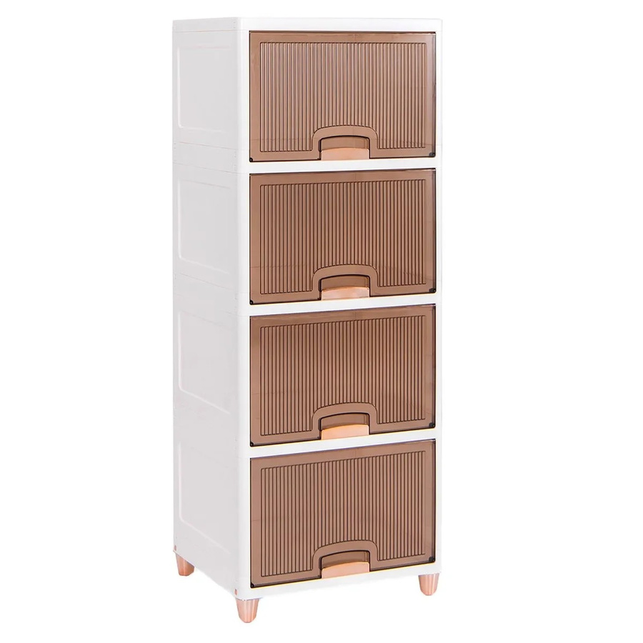 Costway Aufbewahrungsbox 4er Set Weiß, stapelbar, 150 l, B: 45 cm, T: 38 cm, H: 117 cm - Bild 2