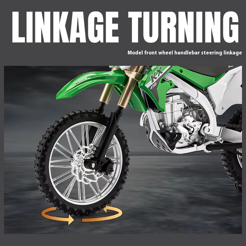 Kawasaki KX450 Motorrad Modell, 1:12, Metall, Grün - Bild 3